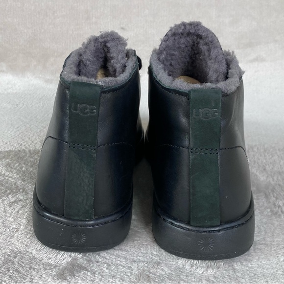 UGG Pismo Sneaker High Cozy Mens Size 9 Black Gray Leather Wool Lined NEW - Picture 7 of 11